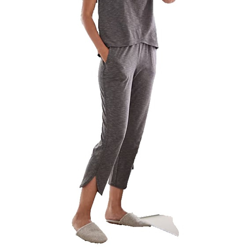 Garnet Hill Pajama Lounge Pants Oasis Knit Tapered Leg Crop Gray